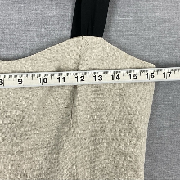Kensie Linen Mini Dress Sz 10 Beige with Black Straps - Picture 8 of 10